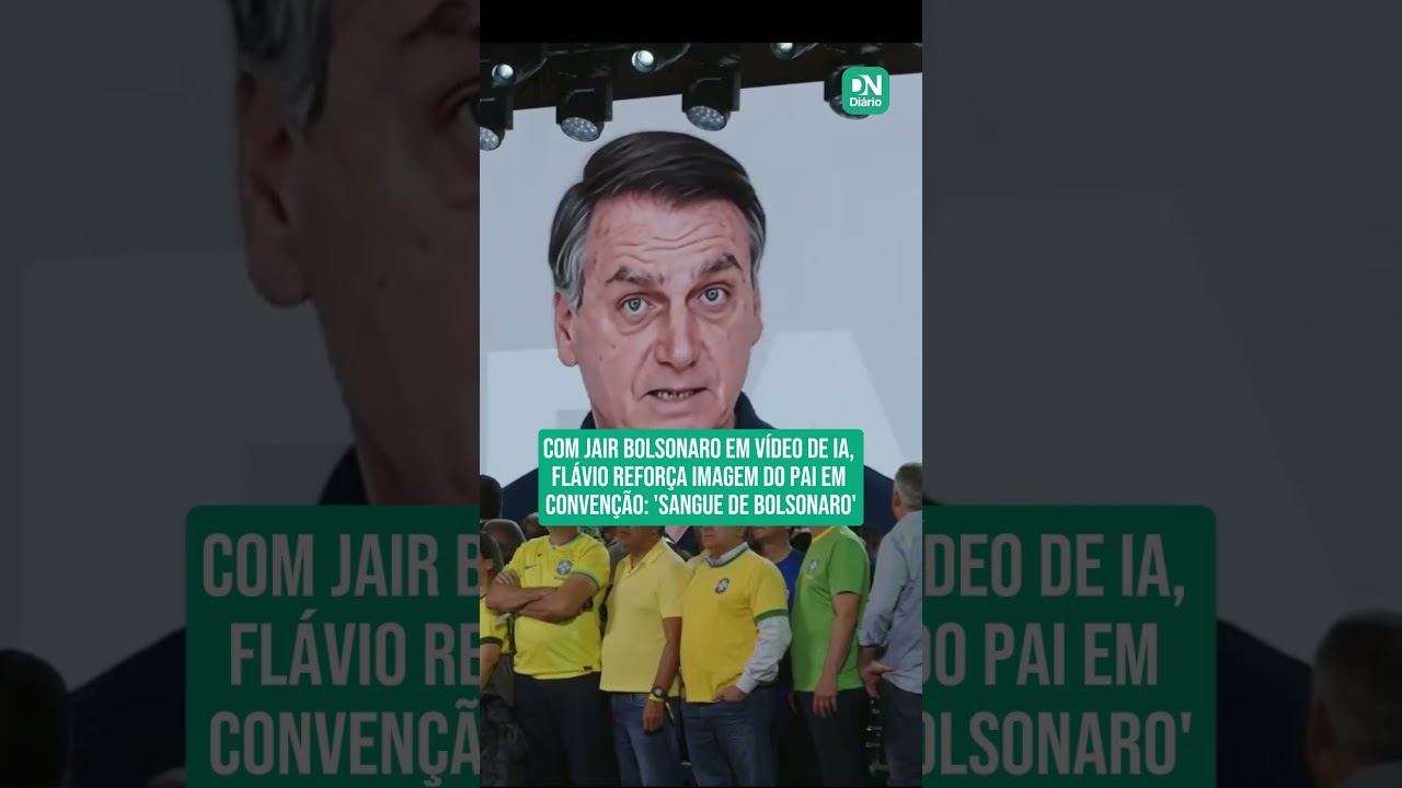 Imagem da notícia Com Jair Bolsonaro em vídeo de IA, Flávio reforça imagem do pai em convenção: 'Sangue de Bolsonaro'