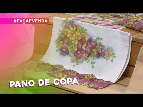 Pano de copa com flores e ameixa por Luis Moreira e Iran Silva