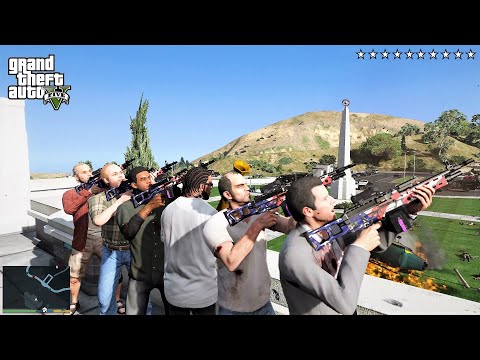 GTA 5 - Franklin, Lamar, Michael, Trevor, Chef, Lester, Ron and Wade's TEN STAR COP BATTLE/ESCAPE