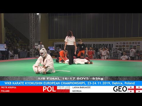 Heavy knockout EC WKB 2019 1/8 FINAL -85kg BOYS 16-17 Piotr Krupka POL vs Lasha Babuadze GEO
