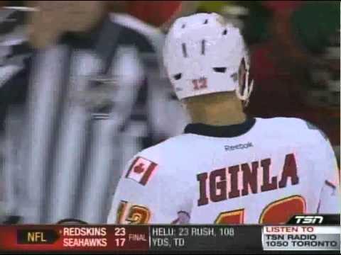 Cal Clutterbuck Sprays Jarome Iginla Some Water - (Highlights Tube)