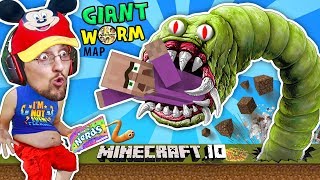 FGTEEV FAT BOY EATS VILLAGERS in MINECRAFT.io Destructive Worms Slither.io Mini-Game Adventure Map
