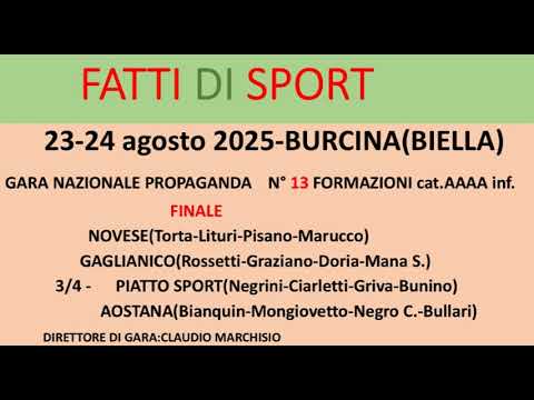 Bocce : Programma Finale Gara Nazionale Propaganda - Burcina (BI) 23-24 Agosto 2025