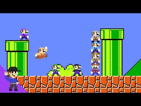 What if 8 Marios tried to beat Super Mario Bros.?