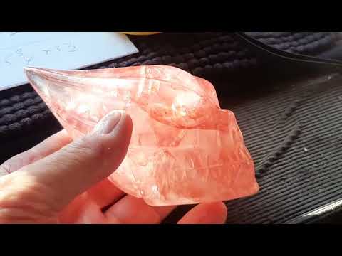 405 gram, Red quartz golden healer traveler skull , 4 1/4" long !