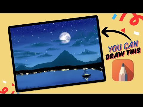 Autodesk Sketchbook - Draw a peaceful moonlight landscape in iPad