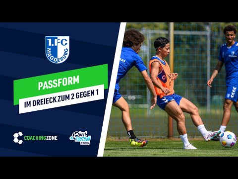 Fussballtraining: Passform | Im Dreieck mit Drehkick zum 2 gegen 1