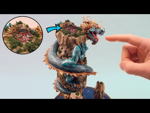 I made a massive dragon guarding a tiny temple