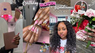 BIRTHDAY TRIP MAINTENANCE | Hair, Nails, Eyebrows + PACK & PREP WITH ME for Turks and Caicos !