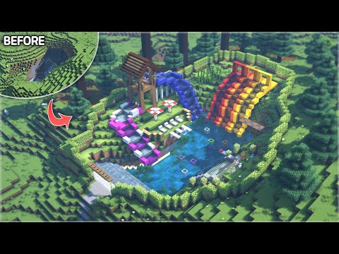 만두민 ManDooMiN - ⛏️ Minecraft Tutorial :: 🛝 Build a Waterpark in Cave - [마인크래프트 동굴에 워터파크 수영장 만들기 건축강좌]