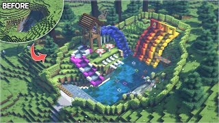 ⛏️ Minecraft Tutorial :: 🛝 Build a Waterpark in Cave - [마인크래프트 동굴에 워터파크 수영장 만들기 건축강좌]