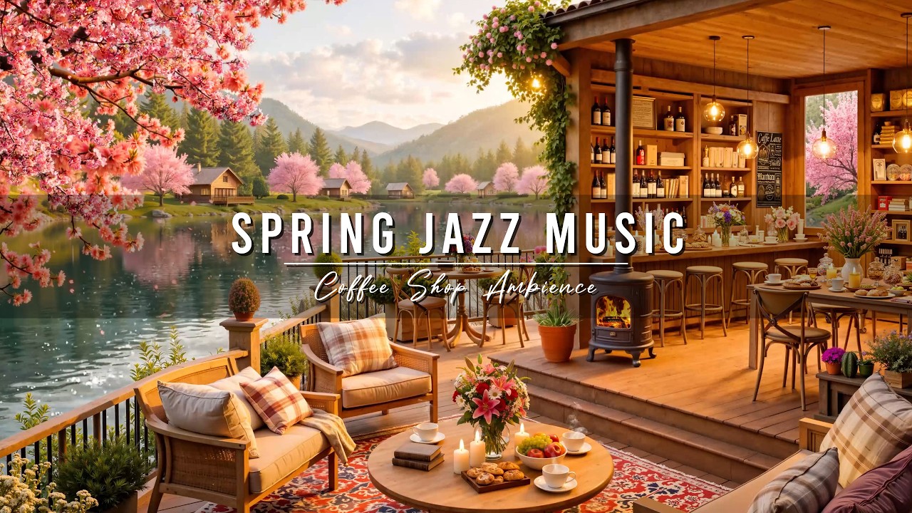 Calm Spring Morning & Jazz Relaxing Music 🌸 Cozy Coffee Shop Ambience with Smooth Piano Jazz Music