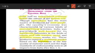 low level of economic development under the colonial rule || ncert || class 12 Indian economics