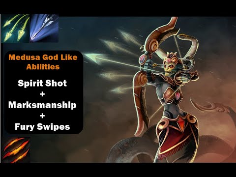 Spirit Shot + Marksmanship + Fury Swipes Immortal Medusa Abilities Dota 2 Custom Hero Chaos