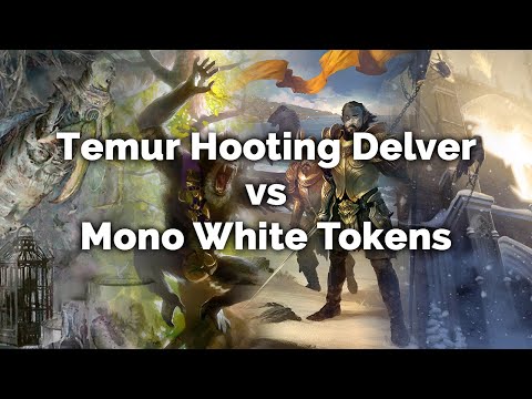 MTG Modern:  Temur Hooting Delver vs Mono White Tokens - Magic: The Gathering gameplay on Xmage