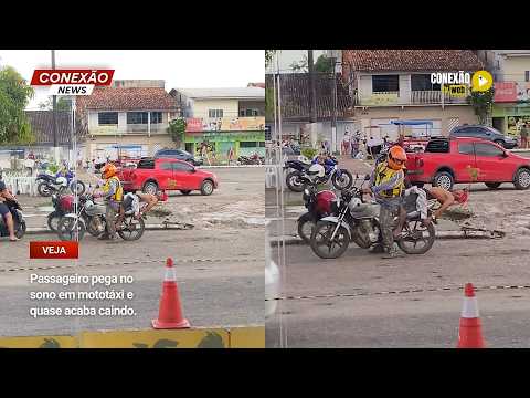 Vídeo: Passageiro pega no sono em mototáxi e quase acaba caindo; veja.