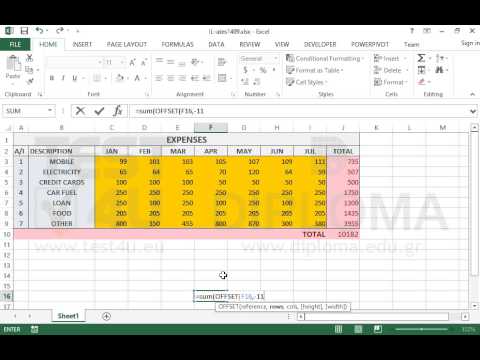 Use the OFFSET function to reference a range using its relative distance from a base cell