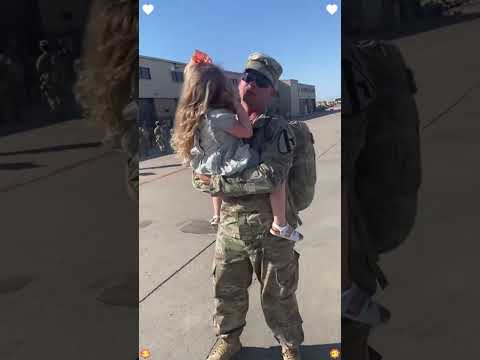 The soldier secretly returns home to surprise his child.pure love wins every time!