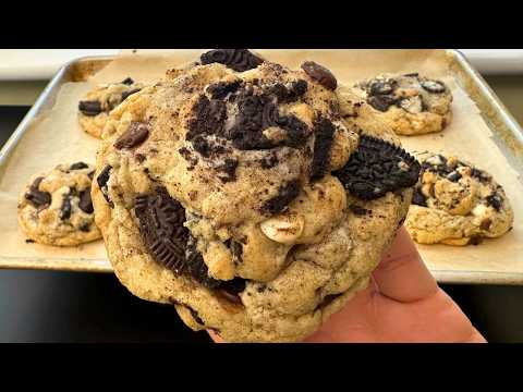 The Cookies n’ Cream Cookie Recipe Everyone’s Obsessed With 🤯🍪 HUGE Soft Cookies n Cream Cookies