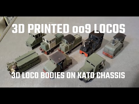 3D Printed Locomotives. Body Shells on Cheap Kato 109 chassis. OO9 Narrow Gauge Model Railways.