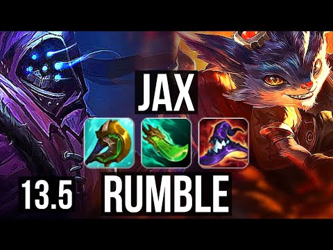 JAX vs RUMBLE (TOP) | 11 solo kills, 3.1M mastery, 800+ games, Dominating | KR Challenger | 13.5
