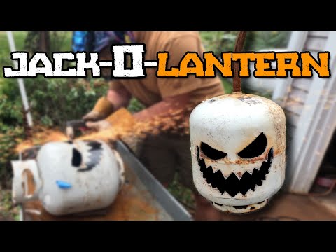 Jack-O-Lantern From An Old Propane Tank