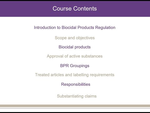 BIOCIDES TRAINING SESSION - COURSE CONTENTS