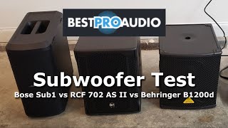 Video thumbnail for Compact PA Subwoofer Test - Bose Sub1 vs RCF 702 AS II vs Behringer B1200D by BestProAudio