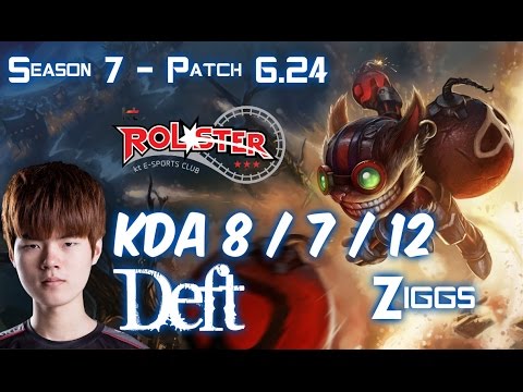 KT Deft ZIGGS vs JHIN ADC - Patch 6.24 KR Ranked