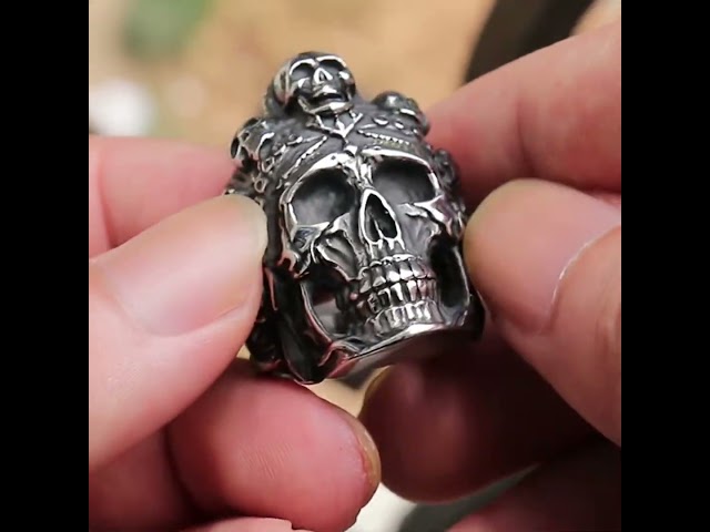 Vídeo relacionado con HCMA Anillo de acero inoxidable 316L Death Reaper Punk Rock Hip-hop Skull Rings Halloween Party Biker Explosion Dark Fashion Jewelry Gift