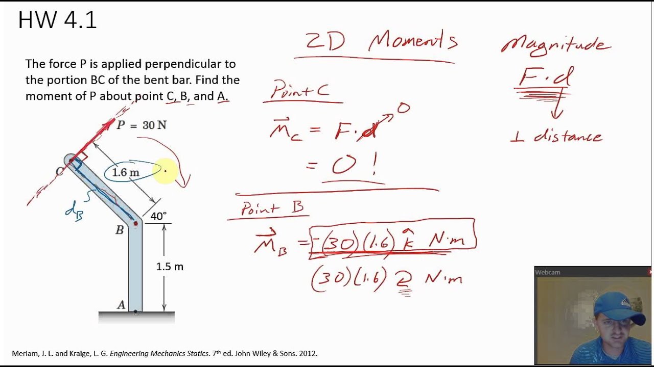 Statics - Moment in 2D example problem
