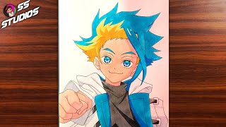 How to Draw and Color X Koruso From Beyblade X Anime | Alcohol Marker Anime Art