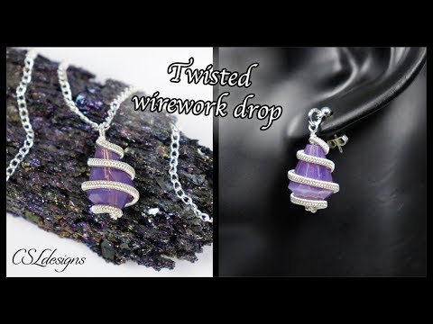 Twisted drop wirework pendant or earrings