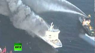 Video of ferry blaze in Baltic Sea as 22 injured in upper deck fire