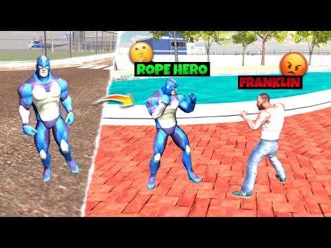 ROPE HERO FIGHT WITH FRANKLIN IN INDIAN BIKE DRIVING 3D | INDIAN BIKE DRIVING 3D | MAXER