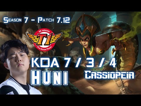 SKT T1 Huni CASSIOPEIA vs LUCIAN Top - Patch 7.12 KR Ranked