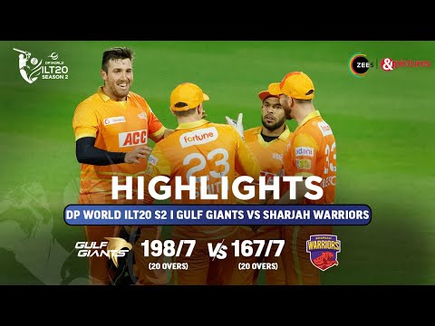 ILT20 S2 | English - HIGHLIGHTS | Sharjah Warriors V/S Gulf Giants - T20 Cricket | 19th Jan |