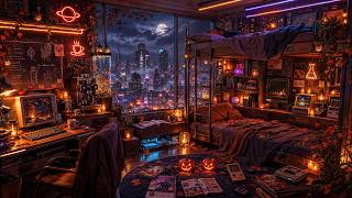 Halloween Lofi Music 🎃 Relaxing Dark Night Ambience for Study Work and Deep Focus