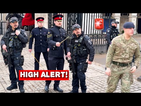 🚨Armed Police & Soldiers on HIGH ALERT as Tensions Rise at Horse Guards, London