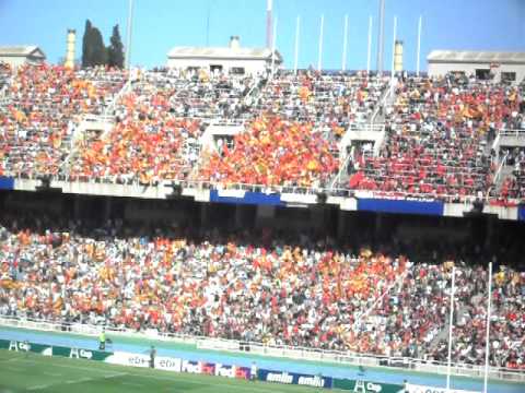 L'estaca, début du match USAP / RC Toulon . Stade Olympique de Montjuic.