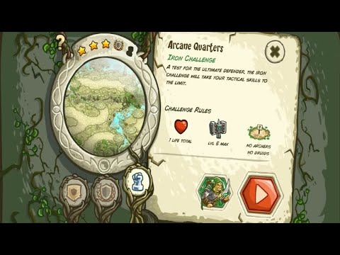 Kingdom Rush Origins - Arcane Quarters (Level 13) Iron Challenge Veteran Walkthrough