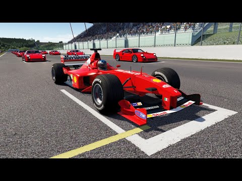 F1 Ferrari F399 V10 1999 Michael Schumacher vs Ferrari F40 Sports at Spa Francorchamps