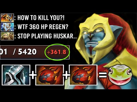CANCER HUSKAR MID IS BACK! WTF +360 HP REGEN Can't Kill Most OP Build 2x Heart + Shroud Imba Dota 2