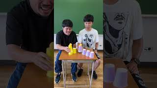ボールを落とさず紙コップをまとめろ