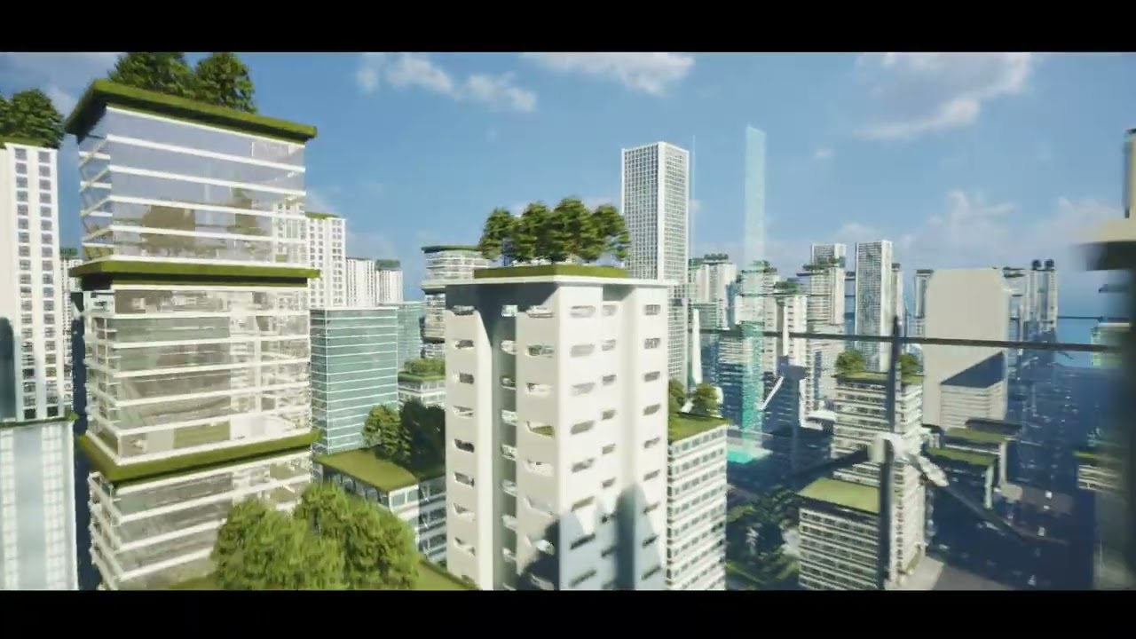 Ambiente eco-futuristico modulare del paesaggio urbano del futuro Modello 3D