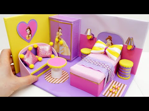 DIY Miniature Cardboard House #20   Purple bedroom decor