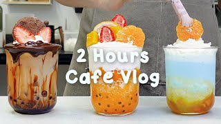🍩지치고 힘들 땐 음료 ASMR로 힐링해요/주중의 여유로움/2시간 모음🍒2 Hours Vlog/Cafe Vlog/ASMR/Tasty Coffee