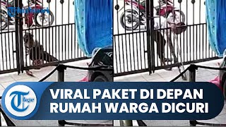 Viral Video Pencurian Paket di Halaman Rumah Warga Terekam CCTV, Pelaku Gunakan Tongkat saat Beraksi