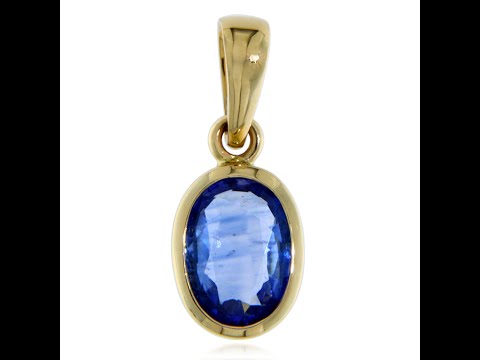 Pandantiv Aur Galben 14k Safir Albastru de Ceylon Natural Oval - Noblete Naturala