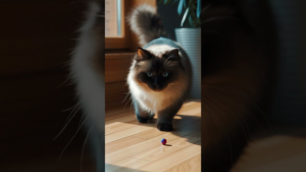 🔴🔵Red and Blue Ball Frenzy 3! Our Ragdoll Cat's Playtime Adventure! 😻 #cat #ai #aiart #midjourney